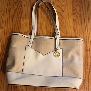 Anne Klein Large Jute Style Tote Beach Bag Computer Carry All Bag